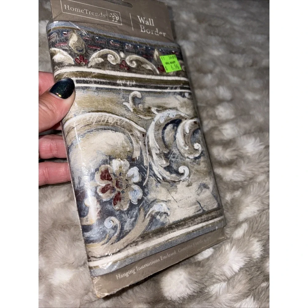 Vintage Home Trends Wallpaper Blue Florentine Border Scroll 7